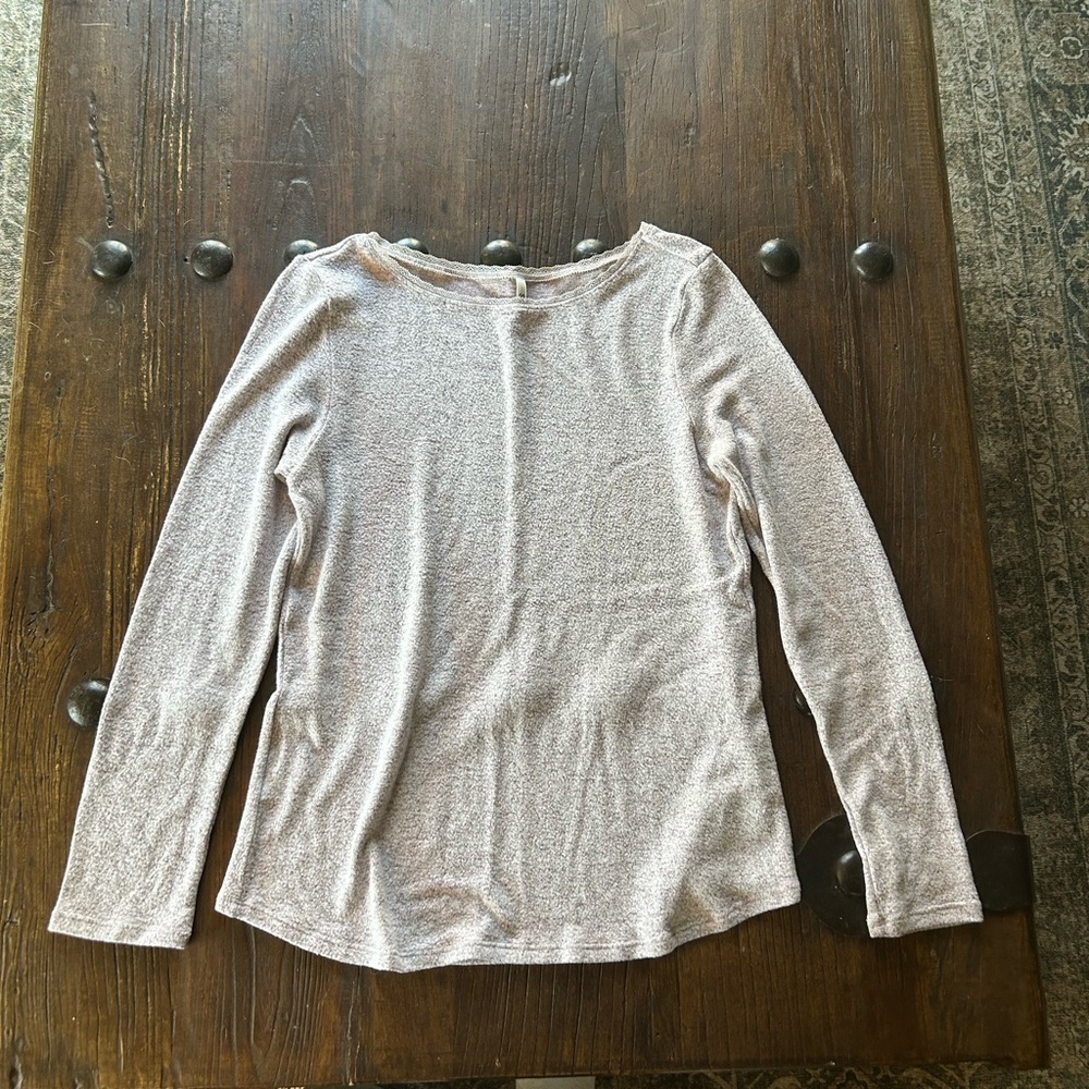 Soma Soft Pink Lace Trim Top